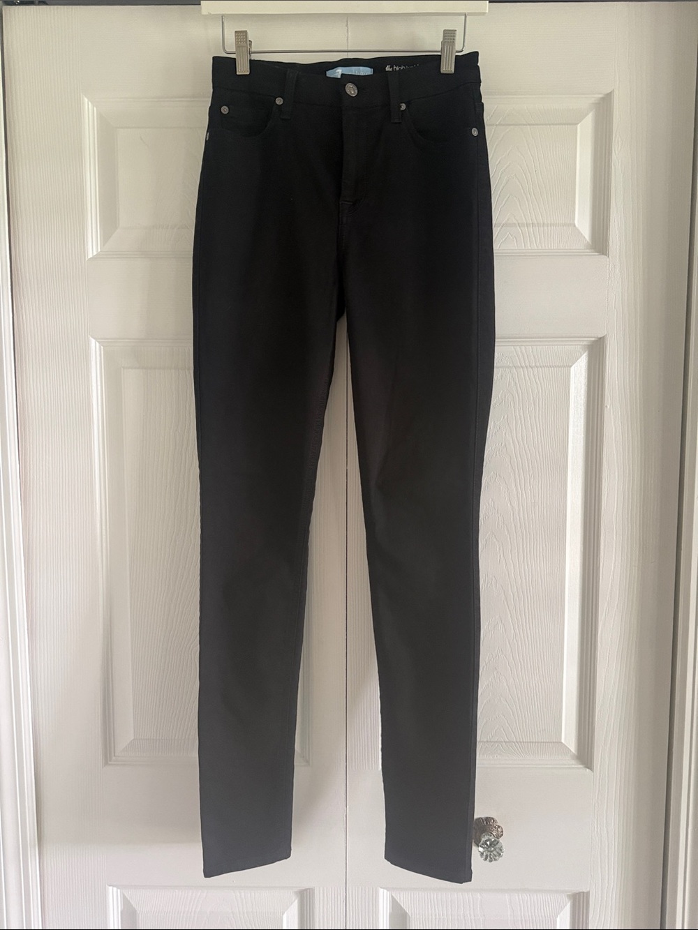 7 For All Mankind Blair The High Waist Skinny Jean in Black Denim - Size 27